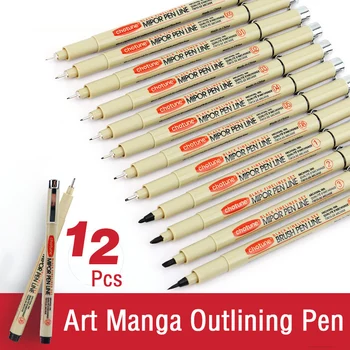 Ручка для рисования манги, Пигментный лайнер, Микронная ручка, набор маркеров, игольчатая ручка для рисования, мягкая кисть, Канцелярские принадлежности, художественные принадлежности