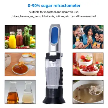 Ручной широкодиапазонный рефрактометр Брикса 0-90%, специфический инструмент для измерения содержания сахара в меде, использование сахара в пищевых продуктах, фруктовых напитках