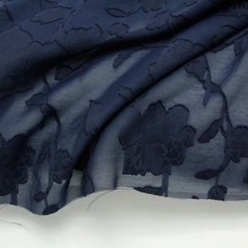 Ткань 50 см x 145 см Изысканный Полупрозрачный Темно-Синий Пион Жаккардовый Полый Шифоновый Материал Дышащий Тонкий Топ Своими Руками Шаль Hanfu 1Шт