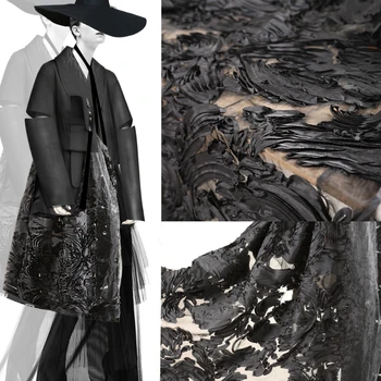 Ткань из органзы, черная перспективная текстура, свадебное платье, модная дизайнерская ткань, одежда для шитья своими руками, Полиэфирный материал