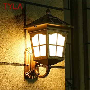Уличные солнечные настенные бра TYLA Light LED Водонепроницаемая современная лампа IP65 для украшения крыльца дома