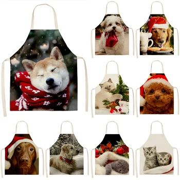 Фартук для приготовления пищи на кухне без рукавов, средство для очистки от обрастания на улице, Рождественский фартук с рисунком кошки собаки