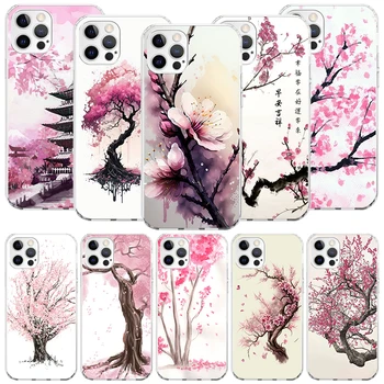 Чехол Для Телефона Cherry Blossom Tree Для iPhone 11 12 13 14 15 Pro XS XR X Max 7 8 Plus Mini + SE С Рисунком По Индивидуальному Заказу Couqe Cover