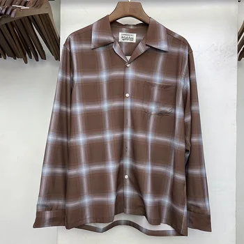 Японский бренд мужской одежды Wacko Maria Высококачественная рубашка с длинным рукавом в клетку Harajuku Универсального свободного кроя