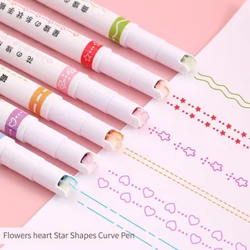 1 набор ручек-маркеров в форме линий с цветами Каваи, роликовый наконечник, маркер для рисования, канцелярские принадлежности для ведения дневника.
